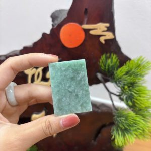 Alternative view of PK076 - Vòng mặt vô sự bài màu xanh dầu  bông tuyết chủng nếp hóa kích thước 48x34x6.7 mm