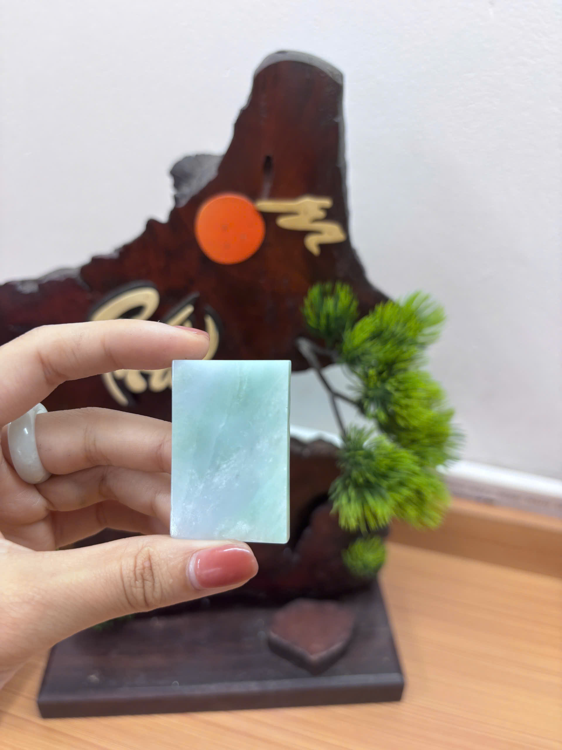 PK078 - Vòng mặt vô sự bài màu xuân tài chủng nếp hóa kích thước 45x30x6.8 mm