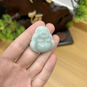Alternative view of PK014 - Vòng mặt Phật di lặc màu Xanh ngọc chủng Nếp hóa kích thước 36x36x8.6 mm