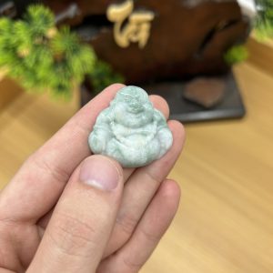 Alternative view of PK016 - Vòng mặt Phật di lặc màu Hoa bay lục chủng Nếp mịn kích thước 36x33x6 mm