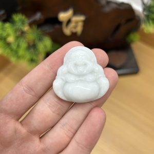 PK017 - Vòng mặt Phật di lặc màu Trắng chủng Nếp hóa kích thước 36x36x12 mm