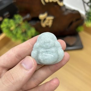 PK018 - Vòng mặt Phật di lặc màu xanh chủng Nếp hóa kích thước 36x36x10 mm
