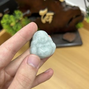 Alternative view of PK018 - Vòng mặt Phật di lặc màu xanh chủng Nếp hóa kích thước 36x36x10 mm