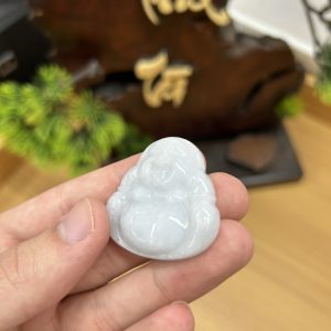 Alternative view of PK019 - Vòng mặt Phật di lặc màu trắng chủng nếp hóa kích thước 36x36x8.5 mm