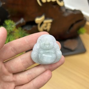 PK022 - Vòng mặt Phật di lặc màu Xanh trắng chủng Nếp hóa kích thước 36x36x10 mm