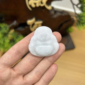 PK024 - Vòng mặt Phật di lặc màu trắng chủng nếp hóa kích thước 36x36x8.4 mm