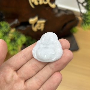 Alternative view of PK024 - Vòng mặt Phật di lặc màu trắng chủng nếp hóa kích thước 36x36x8.4 mm