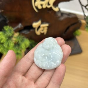 Alternative view of PK026 - Vòng mặt Phật di lặc màu Xanh ngọc chủng nếp hóa kích thước 44x40x9 mm