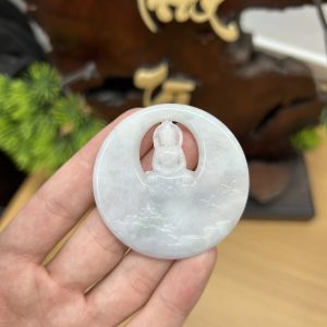 PK031 - Vòng mặt Quan âm màu trắng chủng nếp hóa  kích thước 50x50x3.7 mm