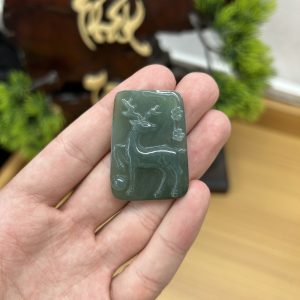 PK035 - Vòng mặt nai(2 mặt) màu Xanh dầu chủng nếp hóa  kích thước 39x28x6 mm