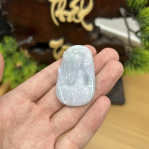 Alternative view of PK038 - Vòng mặt Quan âm màu Trắng, dải xanh táo chủng nếp hóa kích thước 48x28x6.6 mm