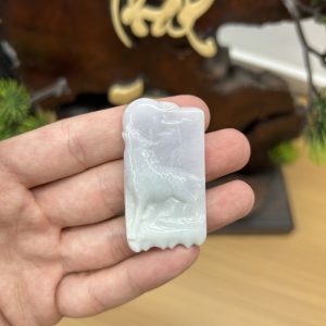 PK039 - Vòng mặt sói màu trắng xanh chủng nếp hóa kích thước 48x25x5.6 mm