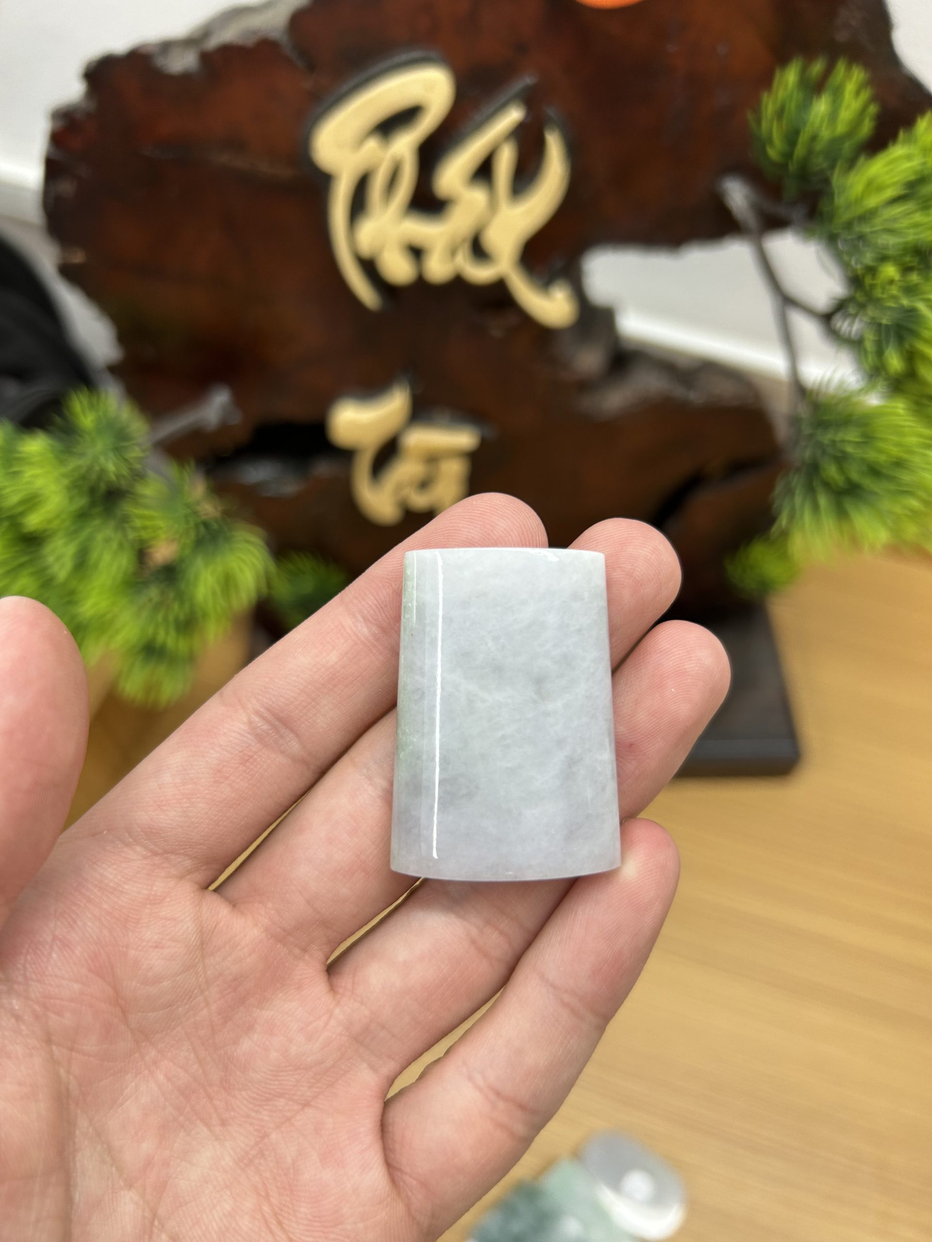 PK051 - Vòng mặt vô sự bài màu trắng xanh chủng nếp hóa kích thước 40x28x10 mm